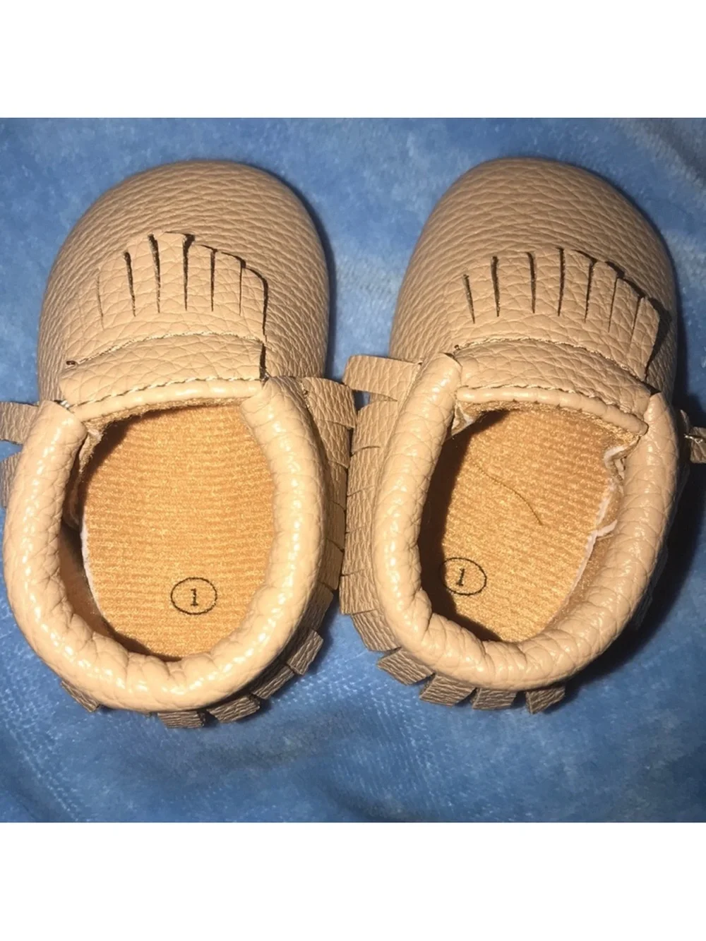 Sweet N Swag size 1 Tan Baby Moccasin Shoes New in box